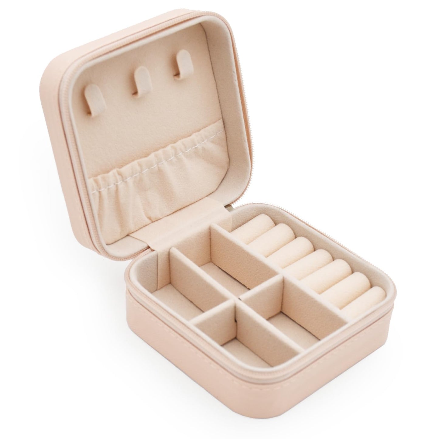 Premium Velvet Travel Jewelry Organizer Box (Blush Pink)